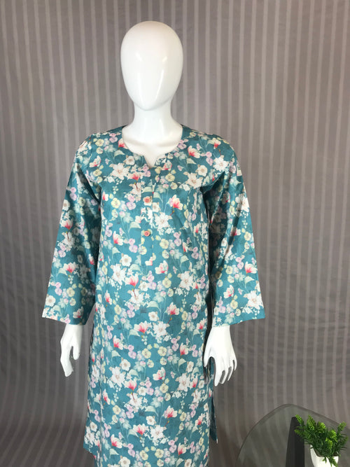 Sea green lawn co-ord set with light pink wooden buttons